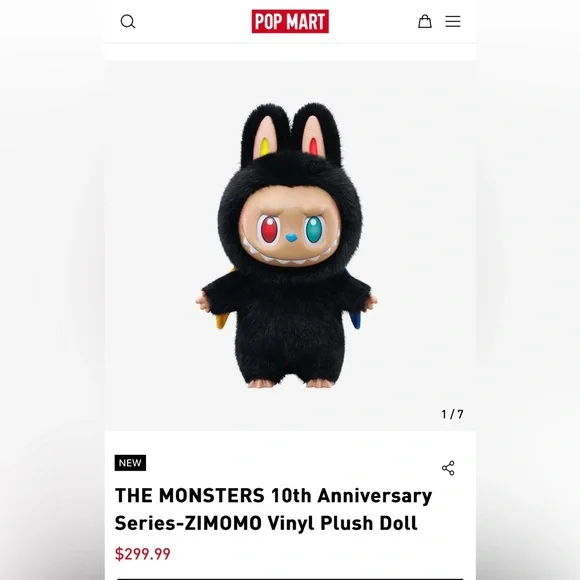 The Monsters 10th Anniversary Series Zimomo Vinyl Plush Doll.New in box. - Picture 16 of 16